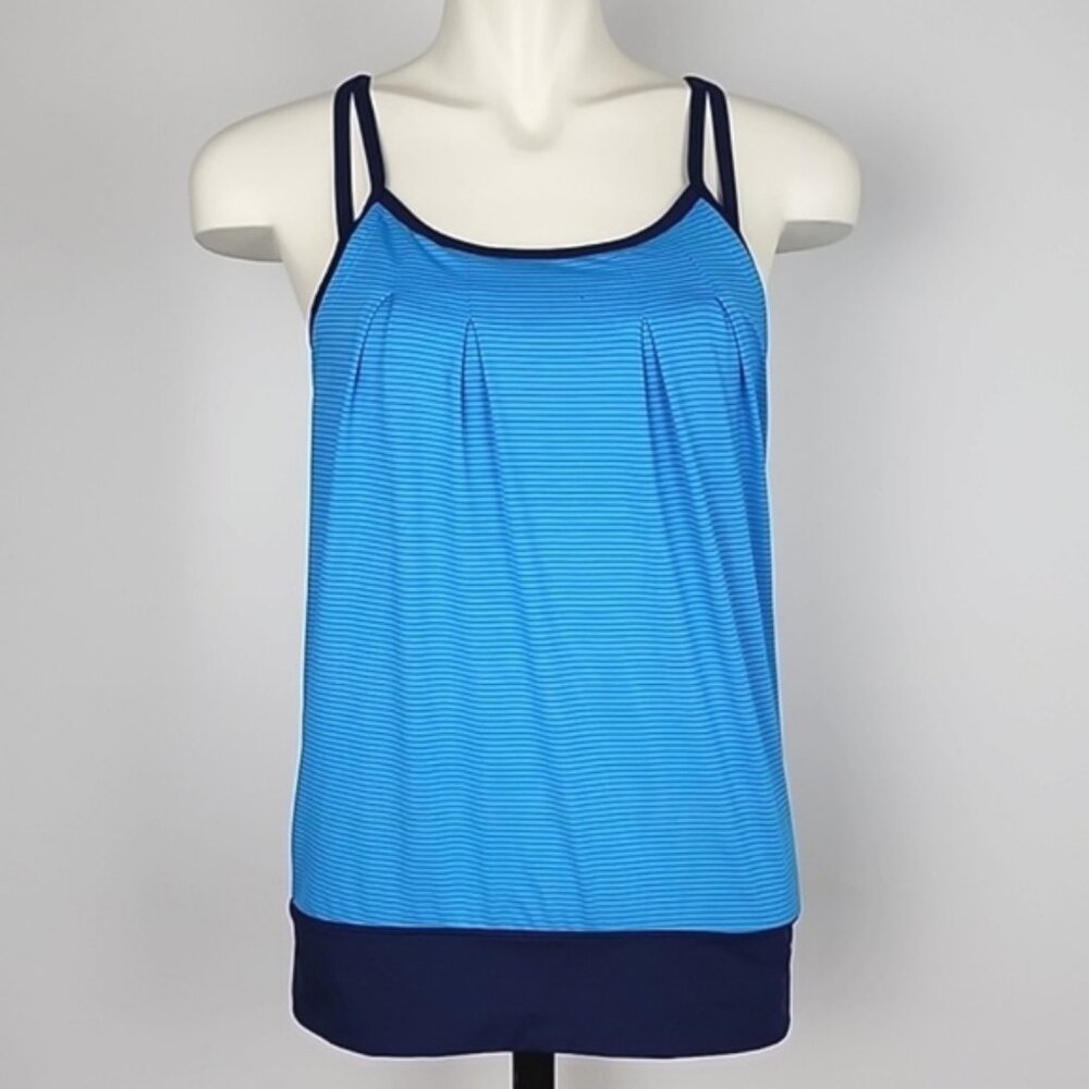 Merrell Opti-Wick Tank Top Buit-In Racerback Blue Pin Stripe Navy Size Small